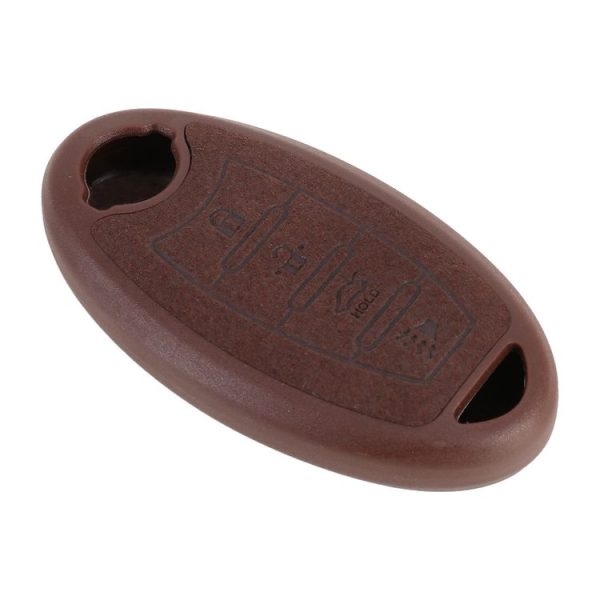 Car Flocking Plastic Key Protective Cover Four Buttons for Nissan X-TRAIL / Teana / Qashqai / Sylphy / Tiida, Style 2 (Brown) - Image 2