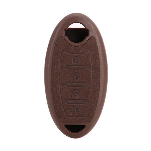 Car Flocking Plastic Key Protective Cover Four Buttons for Nissan X-TRAIL / Teana / Qashqai / Sylphy / Tiida, Style 2 (Brown) - Image 3