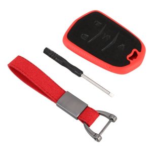 Car Flocking Plastic Key Protective Cover Four Buttons for Cadillac (Red)