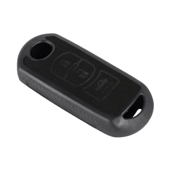 Car Flocking Plastic Key Protective Cover Three Buttons for Mazda (Black) - Image 2