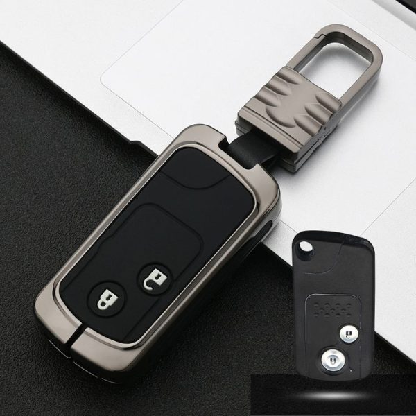 Car Luminous All-inclusive Zinc Alloy Key Protective Case Key Shell for Honda B Style Smart 2-button (Gun Metal)