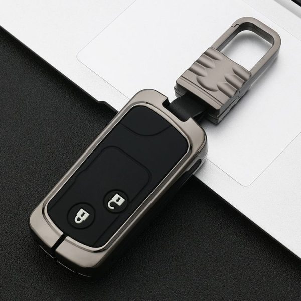 Car Luminous All-inclusive Zinc Alloy Key Protective Case Key Shell for Honda B Style Smart 2-button (Gun Metal) - Image 2