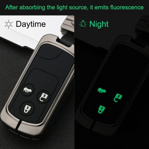 Car Luminous All-inclusive Zinc Alloy Key Protective Case Key Shell for Honda C Style Folding 3-button (Gun Metal) - Image 4