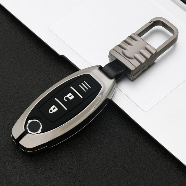 Car Luminous All-inclusive Zinc Alloy Key Protective Case Key Shell for Nissan A Style Smart 2-button (Gun Metal) - Image 2