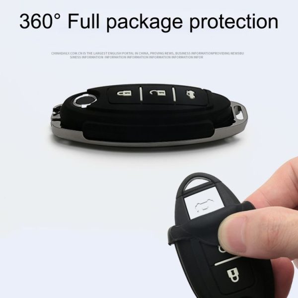 Car Luminous All-inclusive Zinc Alloy Key Protective Case Key Shell for Nissan A Style Smart 2-button (Gun Metal) - Image 3