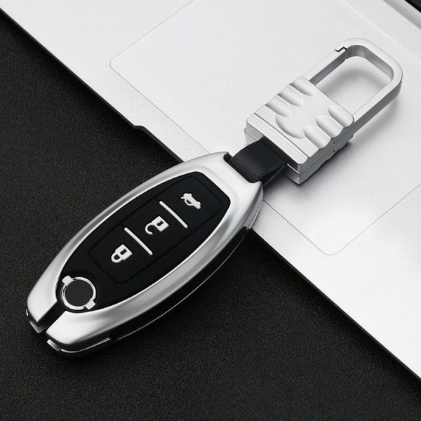 Car Luminous All-inclusive Zinc Alloy Key Protective Case Key Shell for Nissan C Style Smart 3-button (Silver) - Image 2