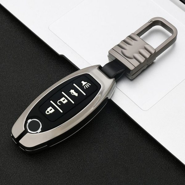Car Luminous All-inclusive Zinc Alloy Key Protective Case Key Shell for Nissan D Style Smart 4-button (Gun Metal) - Image 2
