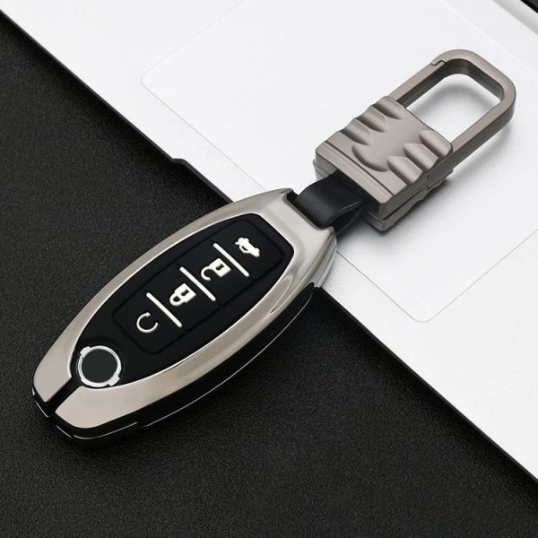 Car Luminous All-inclusive Zinc Alloy Key Protective Case Key Shell for Nissan K Style Smart 4-button (Gun Metal) - Image 2