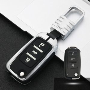 Car Luminous All-inclusive Zinc Alloy Key Protective Case Key Shell for Volkswagen A Style Smart 3-button (Silver)
