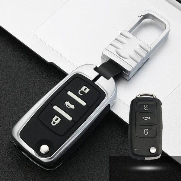 Car Luminous All-inclusive Zinc Alloy Key Protective Case Key Shell for Volkswagen A Style Smart 3-button (Silver)