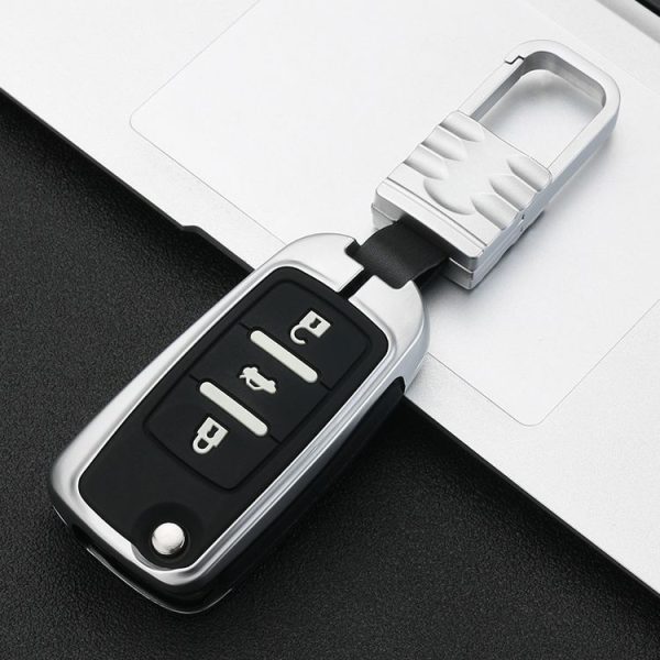 Car Luminous All-inclusive Zinc Alloy Key Protective Case Key Shell for Volkswagen A Style Smart 3-button (Silver) - Image 2