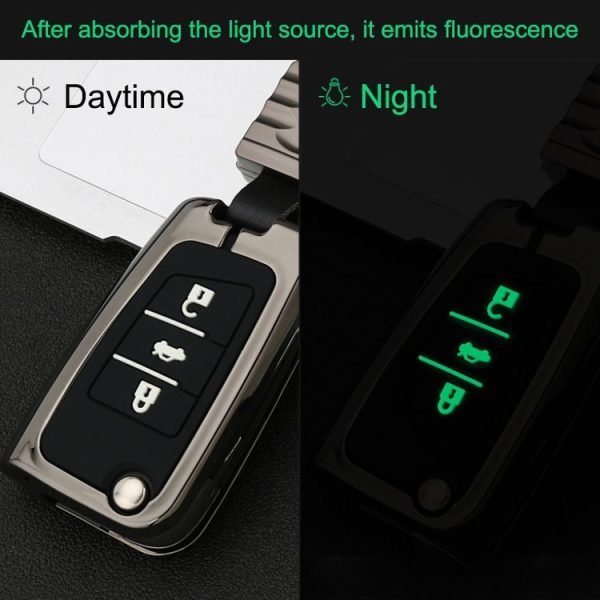 Car Luminous All-inclusive Zinc Alloy Key Protective Case Key Shell for Volkswagen A Style Smart 3-button (Silver) - Image 4