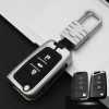 Car Luminous All-inclusive Zinc Alloy Key Protective Case Key Shell for Volkswagen B Style Folding 3-button (Silver)
