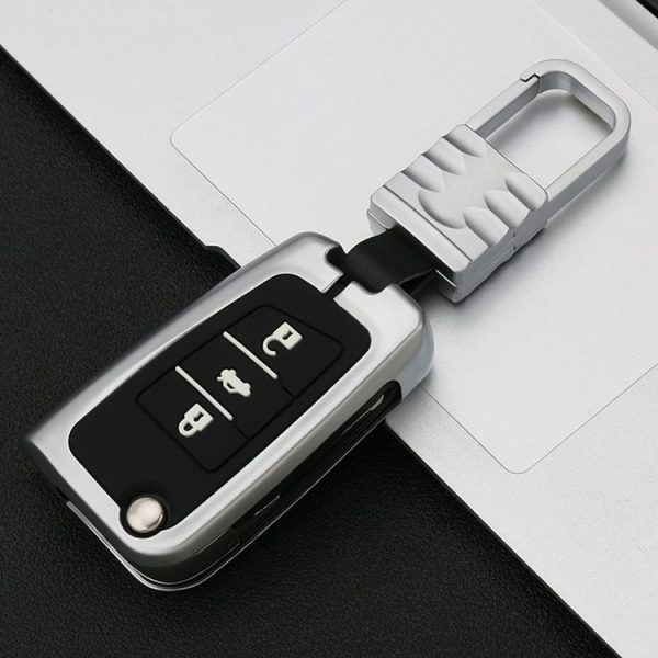 Car Luminous All-inclusive Zinc Alloy Key Protective Case Key Shell for Volkswagen B Style Folding 3-button (Silver) - Image 2