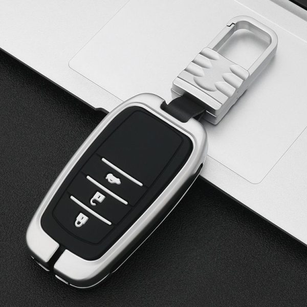 Car Luminous All-inclusive Zinc Alloy Key Protective Case Key Shell for Toyota A Style Smart 3-button (Silver) - Image 2