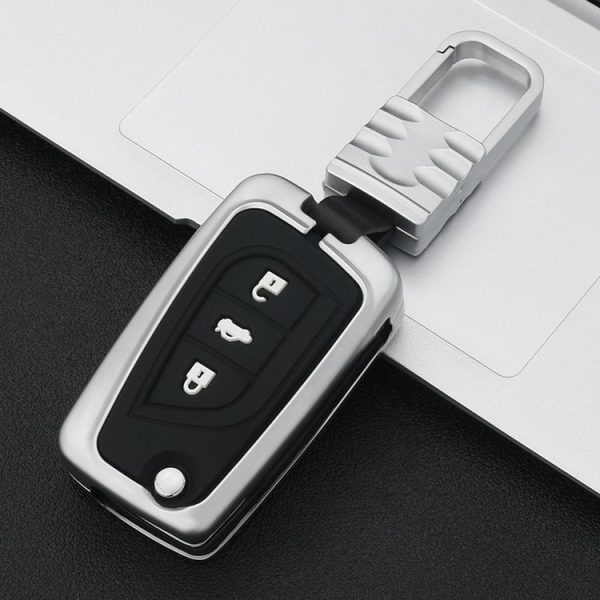Car Luminous All-inclusive Zinc Alloy Key Protective Case Key Shell for Toyota B Style Folding 3-button (Silver) - Image 2