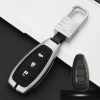 Car Luminous All-inclusive Zinc Alloy Key Protective Case Key Shell for Ford A Style Smart 3-button (Silver)