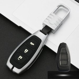 Car Luminous All-inclusive Zinc Alloy Key Protective Case Key Shell for Ford A Style Smart 3-button (Silver)