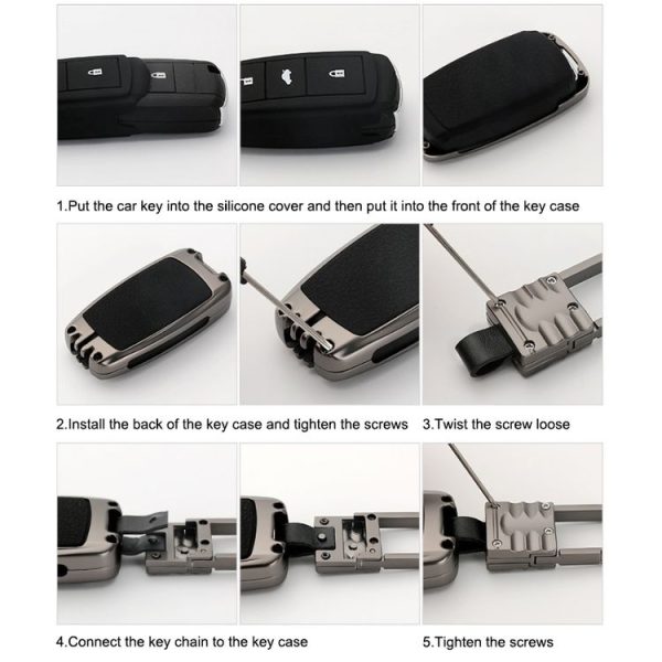 Car Luminous All-inclusive Zinc Alloy Key Protective Case Key Shell for Ford A Style Smart 3-button (Silver) - Image 11