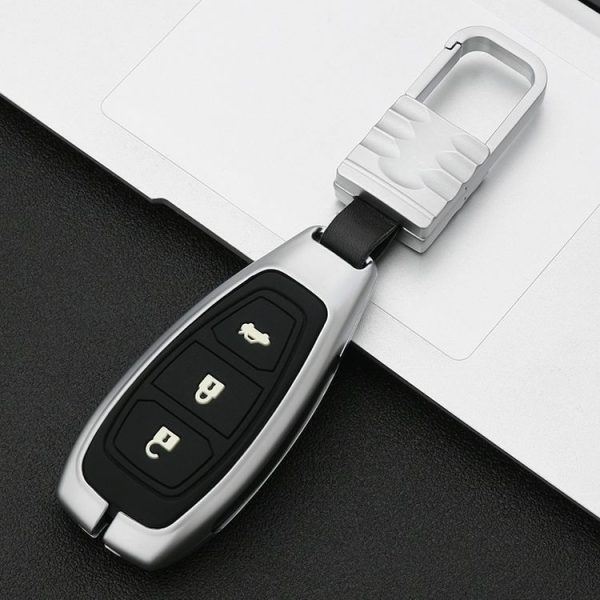 Car Luminous All-inclusive Zinc Alloy Key Protective Case Key Shell for Ford A Style Smart 3-button (Silver) - Image 2