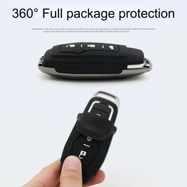 Car Luminous All-inclusive Zinc Alloy Key Protective Case Key Shell for Ford A Style Smart 3-button (Silver) - Image 3