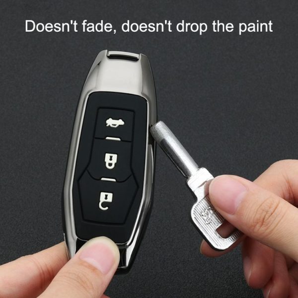 Car Luminous All-inclusive Zinc Alloy Key Protective Case Key Shell for Ford A Style Smart 3-button (Silver) - Image 5