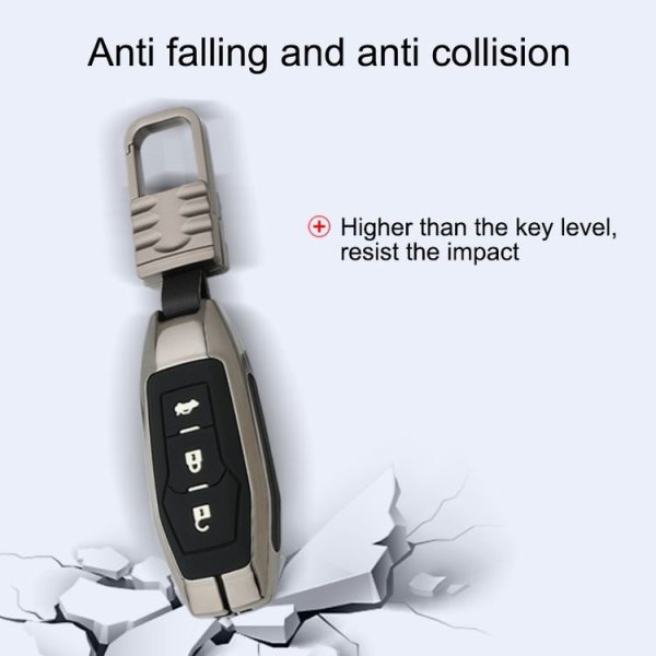 Car Luminous All-inclusive Zinc Alloy Key Protective Case Key Shell for Ford A Style Smart 3-button (Silver) - Image 6