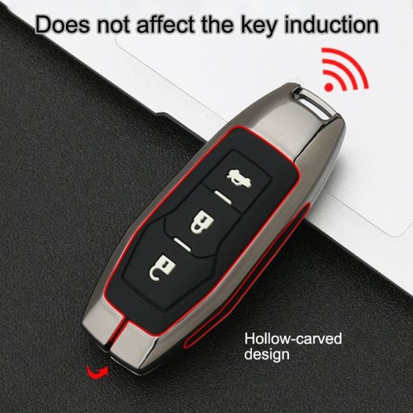 Car Luminous All-inclusive Zinc Alloy Key Protective Case Key Shell for Ford A Style Smart 3-button (Silver) - Image 7