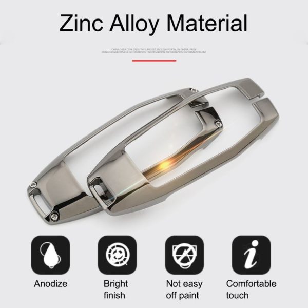 Car Luminous All-inclusive Zinc Alloy Key Protective Case Key Shell for Ford A Style Smart 3-button (Silver) - Image 8