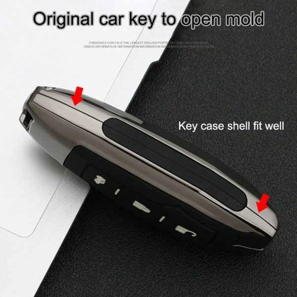Car Luminous All-inclusive Zinc Alloy Key Protective Case Key Shell for Ford A Style Smart 3-button (Silver) - Image 9
