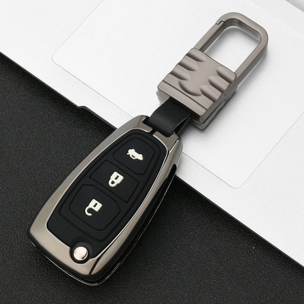 Car Luminous All-inclusive Zinc Alloy Key Protective Case Key Shell for Ford B Style Folding 3-button (Gun Metal) - Image 2