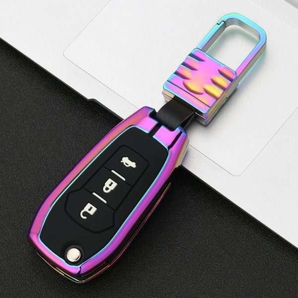 Car Luminous All-inclusive Zinc Alloy Key Protective Case Key Shell for Ford D Style Folding 3-button (Colour) - Image 2