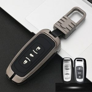 Car Luminous All-inclusive Zinc Alloy Key Protective Case Key Shell for Geely A Style Smart 3-button (Gun Metal)