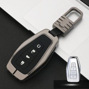Car Luminous All-inclusive Zinc Alloy Key Protective Case Key Shell for Geely B Style Smart 4-button (Gun Metal)
