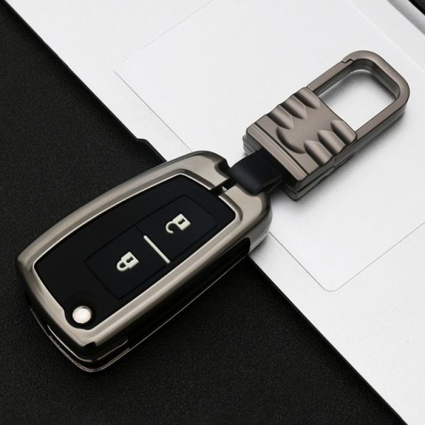 Car Luminous All-inclusive Zinc Alloy Key Protective Case Key Shell for Nissan E Style Folding 2-button (Gun Metal) - Image 2