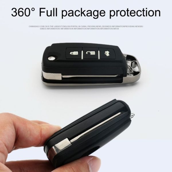 Car Luminous All-inclusive Zinc Alloy Key Protective Case Key Shell for Nissan E Style Folding 2-button (Gun Metal) - Image 3
