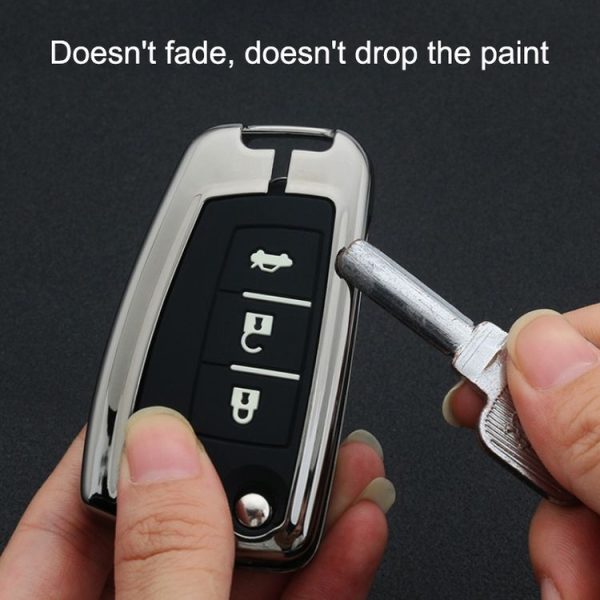 Car Luminous All-inclusive Zinc Alloy Key Protective Case Key Shell for Nissan E Style Folding 2-button (Gun Metal) - Image 5