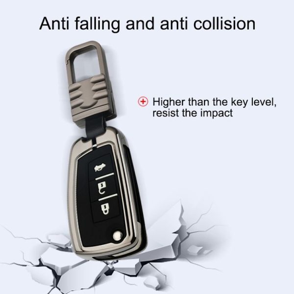 Car Luminous All-inclusive Zinc Alloy Key Protective Case Key Shell for Nissan E Style Folding 2-button (Gun Metal) - Image 6