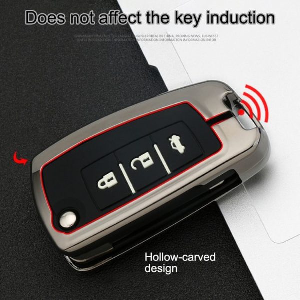 Car Luminous All-inclusive Zinc Alloy Key Protective Case Key Shell for Nissan E Style Folding 2-button (Gun Metal) - Image 7