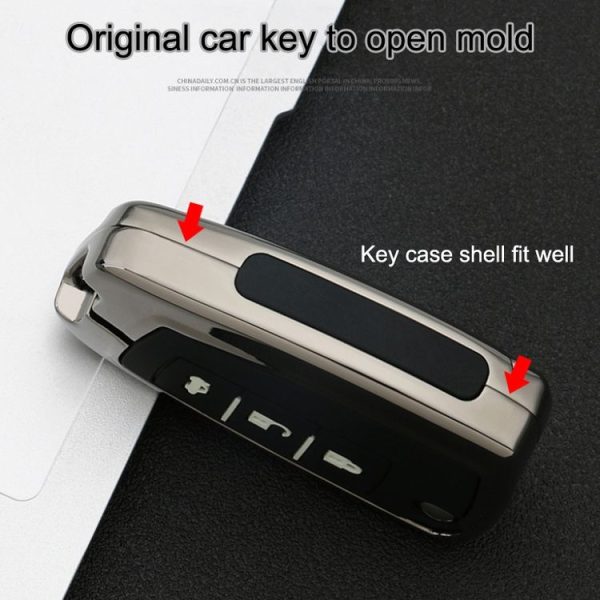 Car Luminous All-inclusive Zinc Alloy Key Protective Case Key Shell for Nissan E Style Folding 2-button (Gun Metal) - Image 9