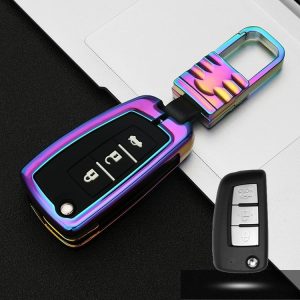 Car Luminous All-inclusive Zinc Alloy Key Protective Case Key Shell for Nissan F Style Folding 3-button (Colour)