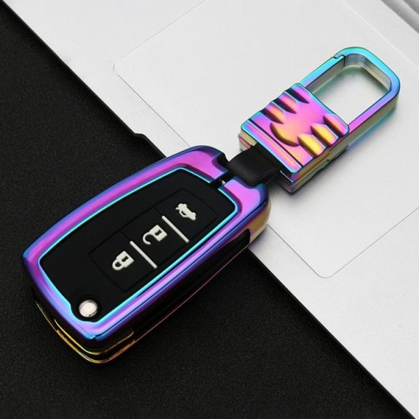 Car Luminous All-inclusive Zinc Alloy Key Protective Case Key Shell for Nissan F Style Folding 3-button (Colour) - Image 2