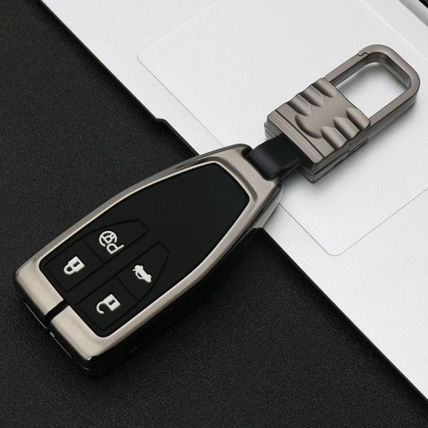 Car Luminous All-inclusive Zinc Alloy Key Protective Case Key Shell for Hong Qi A Style Smart 4-button (Gun Metal) - Image 2