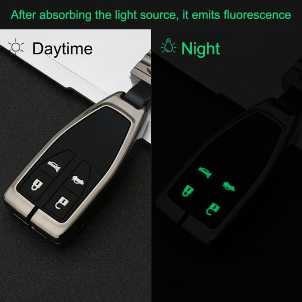 Car Luminous All-inclusive Zinc Alloy Key Protective Case Key Shell for Hong Qi A Style Smart 4-button (Gun Metal) - Image 4
