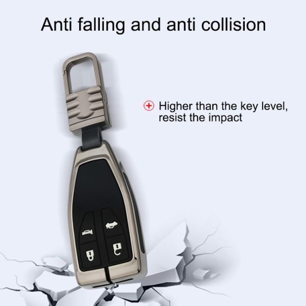 Car Luminous All-inclusive Zinc Alloy Key Protective Case Key Shell for Hong Qi A Style Smart 4-button (Gun Metal) - Image 6