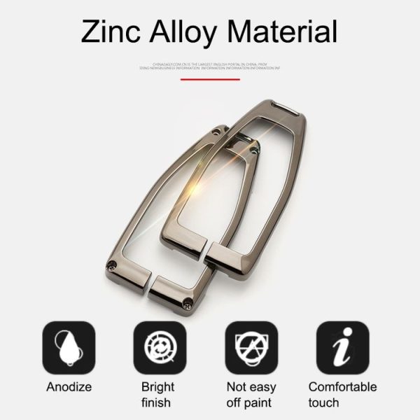 Car Luminous All-inclusive Zinc Alloy Key Protective Case Key Shell for Hong Qi A Style Smart 4-button (Gun Metal) - Image 8