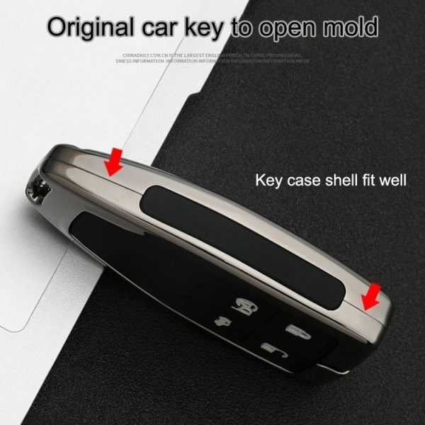 Car Luminous All-inclusive Zinc Alloy Key Protective Case Key Shell for Hong Qi A Style Smart 4-button (Gun Metal) - Image 9