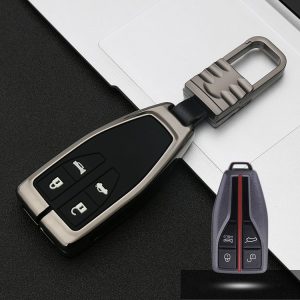 Car Luminous All-inclusive Zinc Alloy Key Protective Case Key Shell for Hong Qi B Style Smart 4-button (Gun Metal)