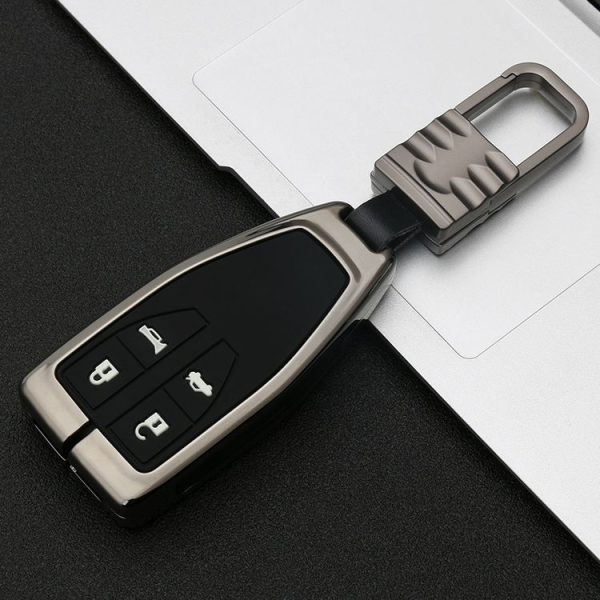 Car Luminous All-inclusive Zinc Alloy Key Protective Case Key Shell for Hong Qi B Style Smart 4-button (Gun Metal) - Image 2