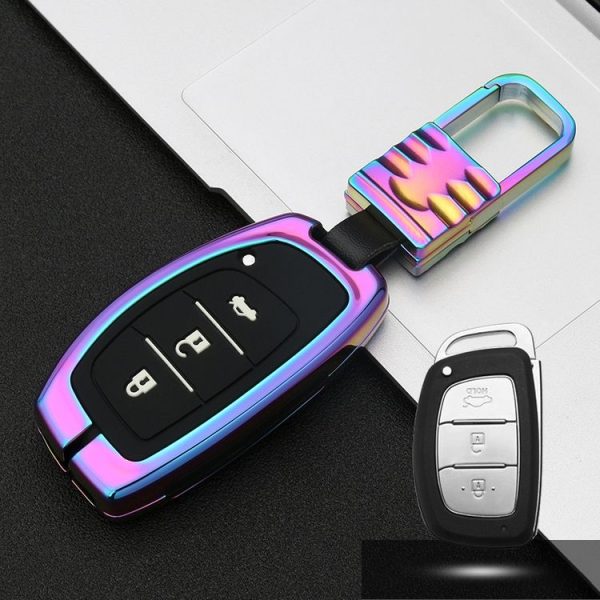 Car Luminous All-inclusive Zinc Alloy Key Protective Case Key Shell for Hyundai A Style Smart 3-button (Colour)